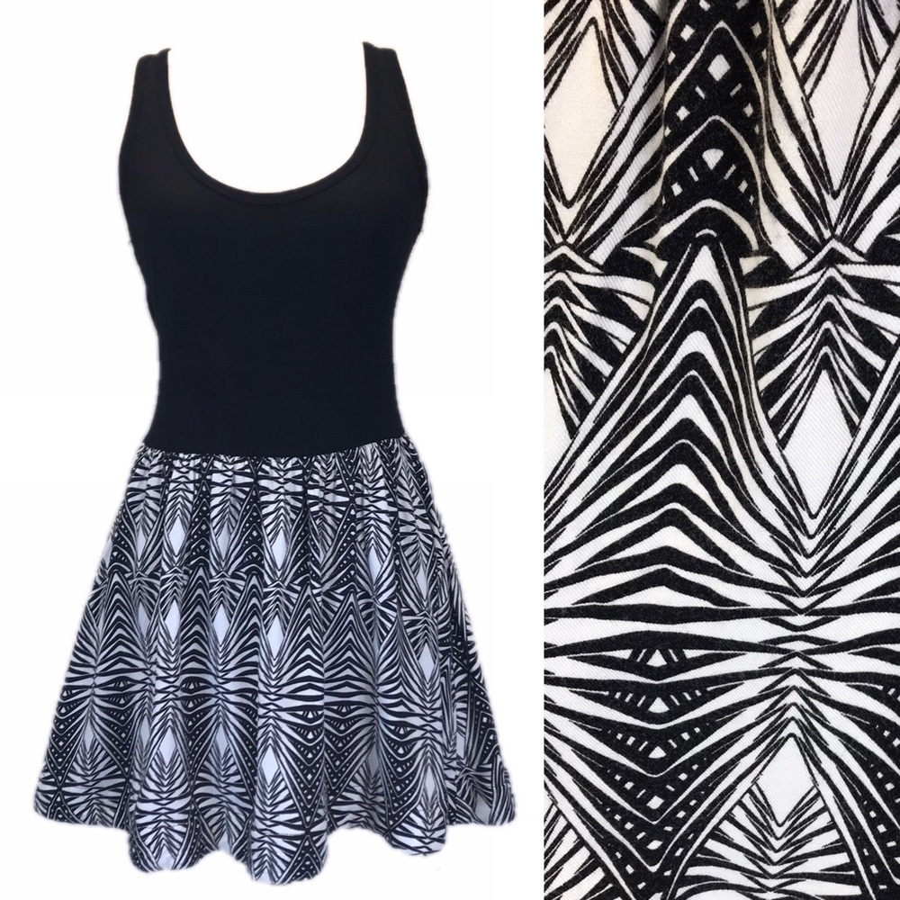 GUC Mixed Media Tank Strap Skater Dress